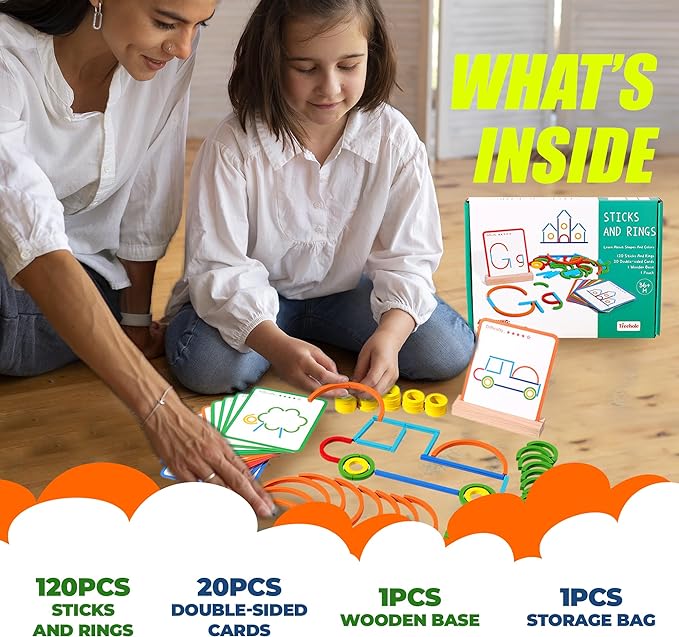 Stem Kids Toys for Creative Learning Building Educational Resources Kids Toy for Preschool and Kindergarten 3 4 5 6 Years Old Boys and Girls Brain Teaser Smart Sticks Toys