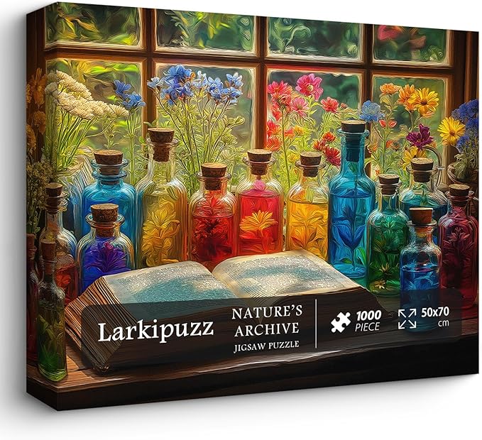 Flower Puzzles for Adults 1000 Pieces, Colorful Bottles Wildflower Puzzle, Beautiful Plant Floral Art Theme for Wall Decor