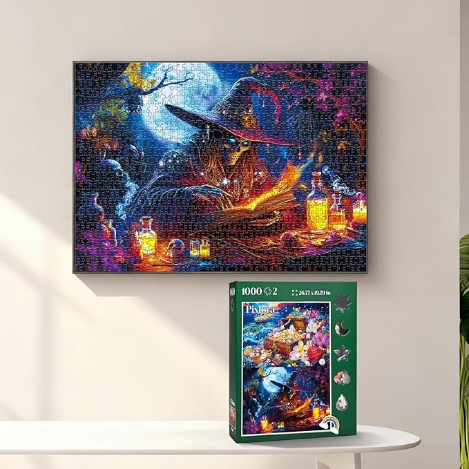 Unique Puzzles for Adults 1000 Piece, 2 Pack Magical and Dreamy Series, Fantasy Puzzles for Adults, Treasures and Dark Forest Theme, Challenging Gifts for Puzzle Lovers