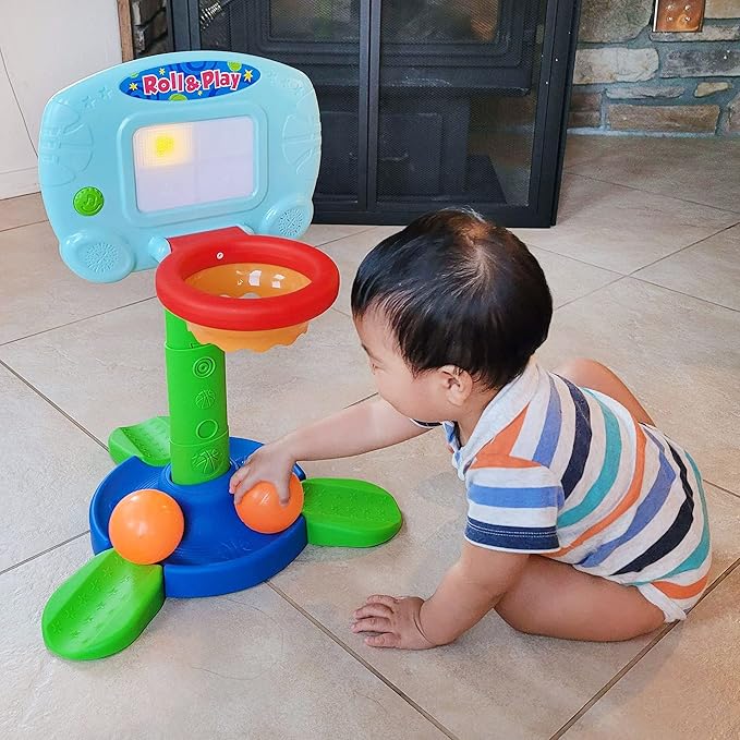 LotFancy Toddler Basketball Hoop for Kids, 2 in 1 Adjustable Baby Sports Toys, with Light and Music, Indoor Infant Interactive Learning Toy, Christmas Easter Gifts for 1 2 Year Old Boys Girls