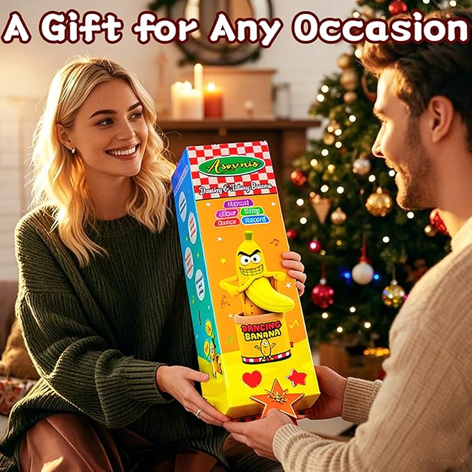 Funny Dancing Talking Banana Toy, Gifts Mimicking, Recording Repeating What You Say, Hilarious Laughs, Novelty Gag Gift for Adults Friends Coworkers Office, Adjustable Volume