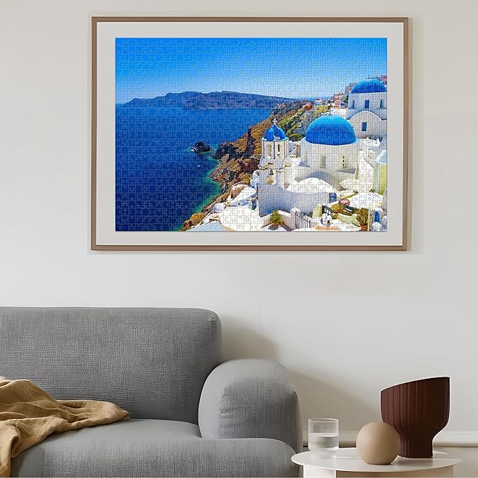 1000 Piece Jigsaw Puzzles for Adults Teens Kids - Fine Art Challenging, Aegean Sea 1000Pcs Puzzle, Family Game Gift, Size 27"x20"