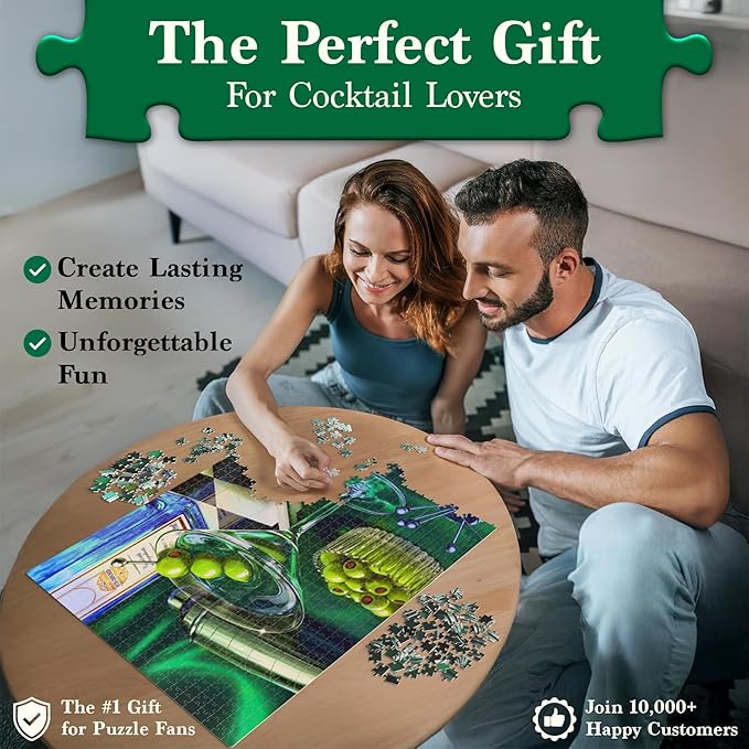 Jigsaw Puzzle 1000 Pieces - The Classic Martini, Cocktail Puzzle for Adults with Full-Size Poster, Vibrant Art, Brain-Boosting Fun for Adults, Gifts for Cocktail Lovers, Finished Size 27.5" x 19.5"