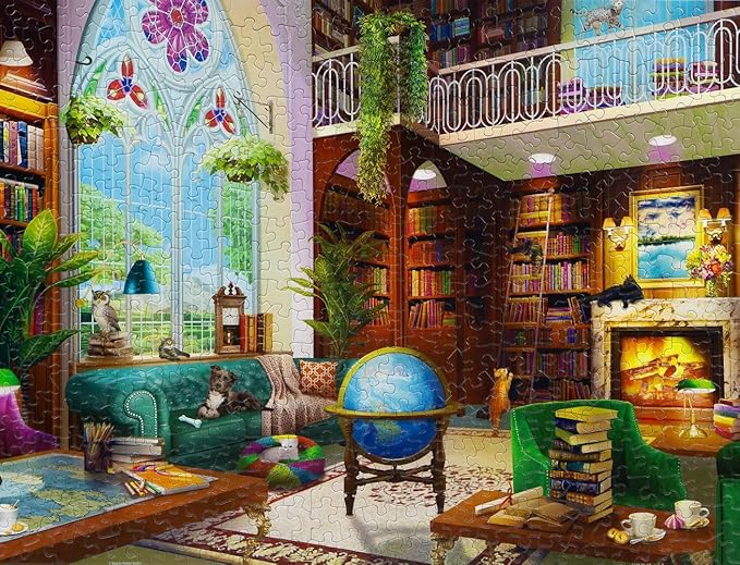 Springbok The Library 500 Piece Jigsaw Puzzle for Adults - Cozy Library for Booklovers - Unique Cut and Perfectly Fit Pieces - Finished Size 23.5" x 18"