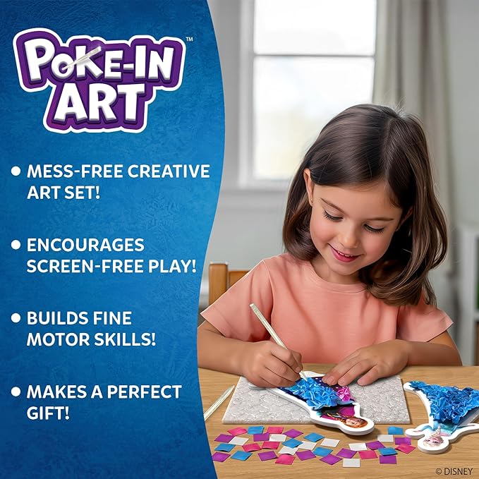 Skillmatics Poke-in Art – Disney Frozen, Mess-Free Fun for Kids, DIY Wood Craft Kits, Creative Activity, Gifts for Girls Ages 4, 5, 6, 7, 8, 9, Includes Elsa & Anna