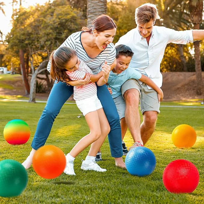 EVERICH TOY Playground Balls Kickball, 6 or 12 Pack 8.5" Dodgeballs Bouncy Kick Balls for Kids Adults Outdoor Indoor, 4 Square Ball Sports School Yard Games for Boys Girls 3-5 5-8 8-12 with Pump