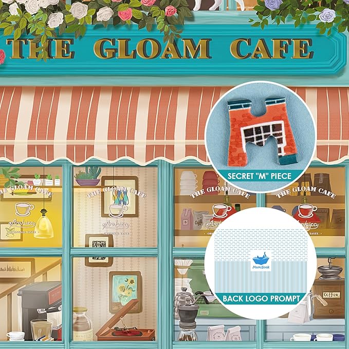 MOMIBOOK Puzzles for Adults 1000 Pieces Jigsaw Puzzles of Corner Coffee Shop, Painting Image Store Puzzle Difficult Challenging Hard Impossible Puzzle Unique Funny Party Christmas Birthday Gifts