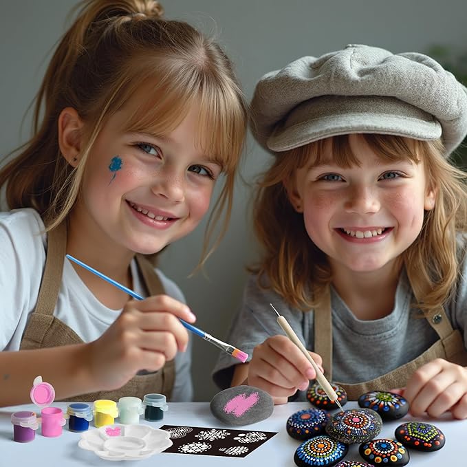 Piano Potato Mandala Rock Painting Kit, Rock Painting Kit for Kids Ages 6-12, Arts & Crafts Christmas Gifts with All Supplies for Creative Art Toys & Craft Activities