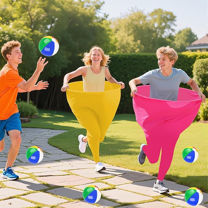 Granny Pants Outdoor Game,Granny Pants with 8 Bouncy Balls & 1 Air Pump (Random Colors) and 2 Pack Color Granny Pants Yard Game for Family Reunion Party Field Game