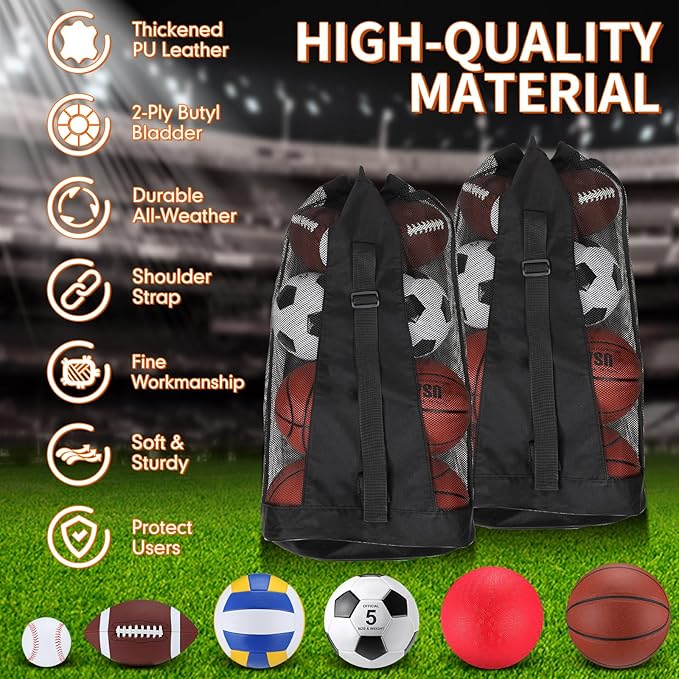 Liliful 36 Pcs Bulk Assorted Sports Balls Equipment Set with Pump & Carry Bag – Soccer, Basketball, Volleyball, Football & Playground Ball for School PE, Outdoor Game & Team Training