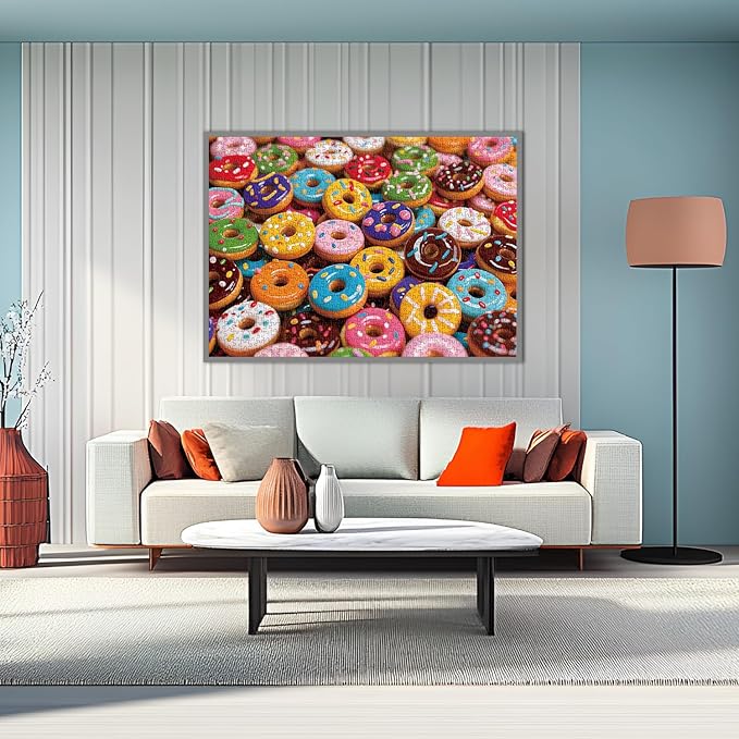 Jigsaw Puzzles for Adults 1000 Pieces - Challenging Fun Puzzles Stunning Art Wall Decor, Gift for Adult Puzzle Lovers, Family Game, Colorful Donuts C0816