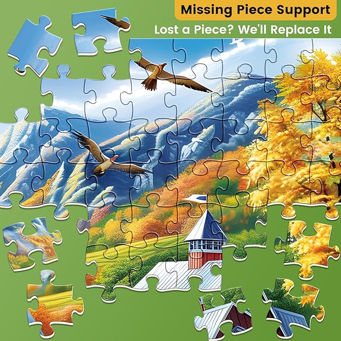 500 Piece Puzzles for Adults,Countryside Farm Scene Jigsaw Puzzle for Seniors Adults,Chicken Horse Water Puzzle with Letter on Back,No Dust,Challenging Family Puzzle Perfect for Game Nights,20.5*15In
