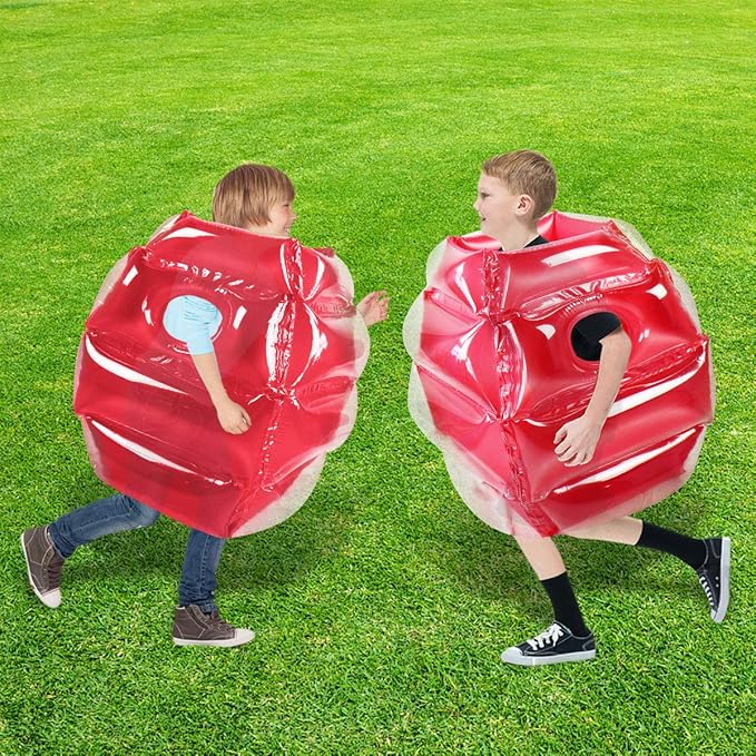 ZHUYNXIR 2 PC Sumo Balls for Kids, Kids Bumper Bounce Balls, Kid Sumo Balls, Lawn Game Ball for Child Outdoor Team Gaming Play, 24 inch, red+red.