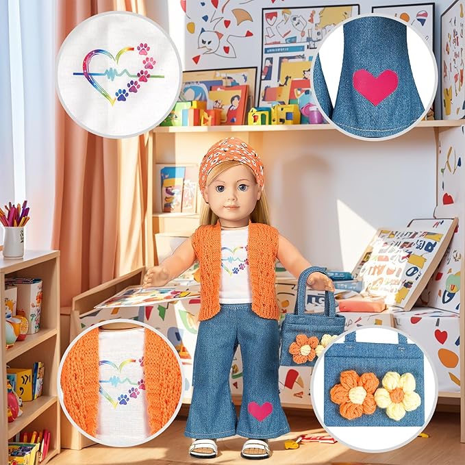 ARTST 18 Inch Doll Clothes Accessories American Clothes-Halloween Christmas Costume Suitcase Toys Set for 3-10 Girls(NO Doll)