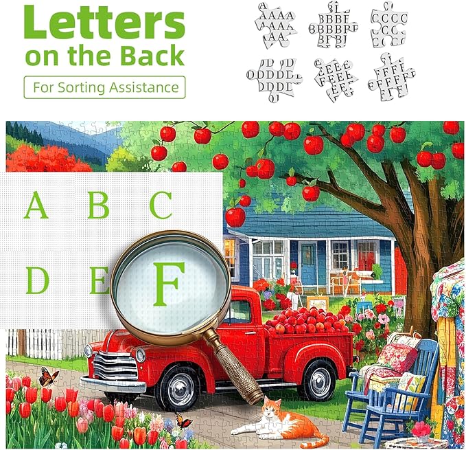 Spring Countryside 1000 Piece Puzzle for Adults Clearance, Fun Puzzles for Adults with HD Print & Poster, 27.5" X 19.7" Dust Free, for Gifts Christmas Family Games