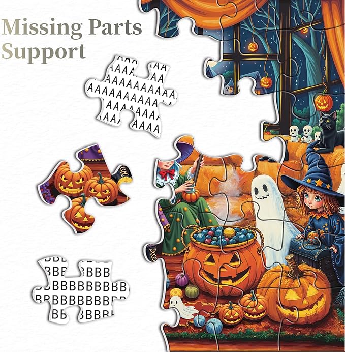Halloween Party Puzzles for Adults 1000 Pieces, Witches Ghost Pumpkin Jigsaw Puzzles, Difficult Fall Candy Art Puzzles