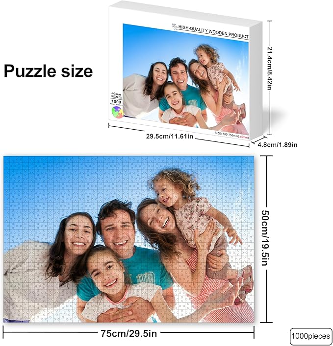 Custom Puzzle from Photos 1000 Pieces,Personalized Jigsaw Puzzle for Adult Kids, Make Your Own Photo Puzzle from Picture, Christmas Anniversary Wedding Gift for Women Men GF BF(29.5*19.5In Horizontal)