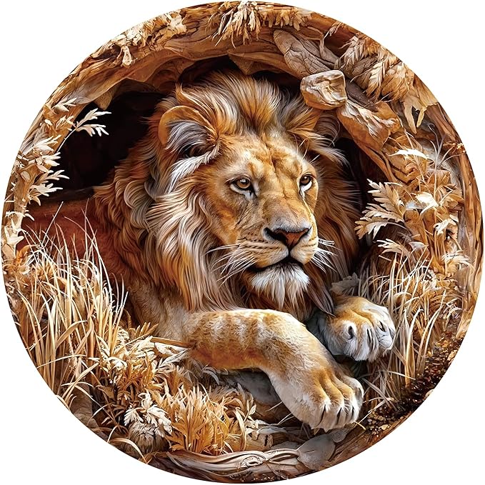 1000 Piece Puzzle for Adult, Lion Jigsaw Puzzle 1000 Pieces, Impossible Challenging Fun Puzzle for Adult, Round 26.6 x 26.6 Inch Unique Difficulty Puzzle for Birthday Gift