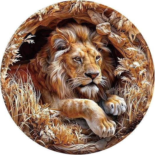 1000 Piece Puzzle for Adult, Lion Jigsaw Puzzle 1000 Pieces, Impossible Challenging Fun Puzzle for Adult, Round 26.6 x 26.6 Inch Unique Difficulty Puzzle for Birthday Gift