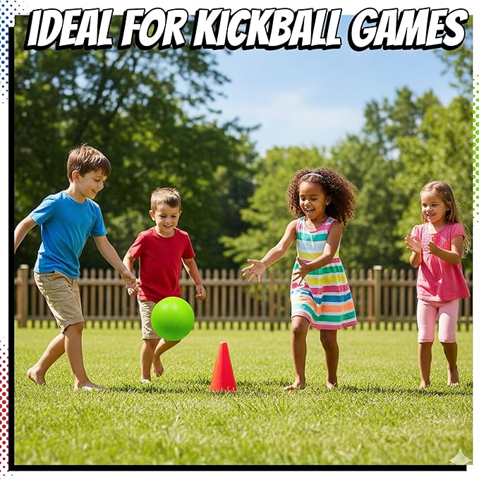 7-inch Dodgeballs For Kids & Adults (6 Pack) - Rubber Kickball Playground Four Square Balls With Pump - Colorful Indoor Or Outdoor Play Sports Balls For School PE Class, Recess, Backyard Game