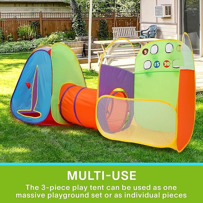 Alvantor® Kids Tent Play Tent Fun Toss It Game Zone 3-in-1 Pop Up Play Tunnel Indoor Outdoor Great Game & Toy Gift for Children (Include 4 Balls)