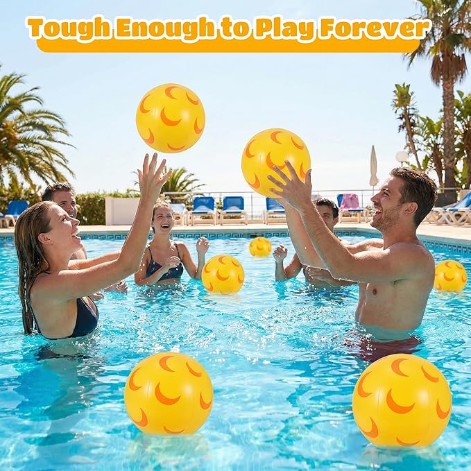 12 Pack Beach Ball Set, Reusable Colorful Inflatable Ball with Vacuum Storage Bag for Pool Party, Beach Games