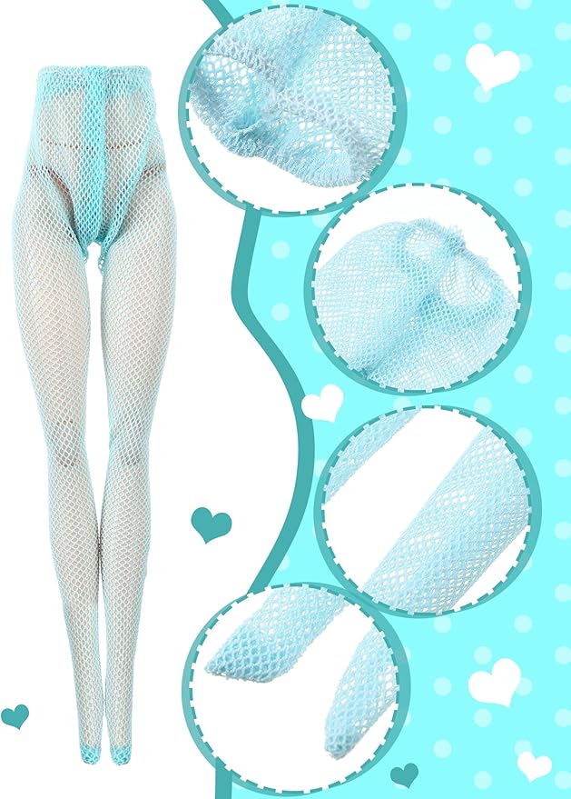 6 Pieces Doll Tights 12 Inch Handmade Doll Lace Stockings Female Long Sock Legging Casual Accessories for DIY Gifts(Plain Style)