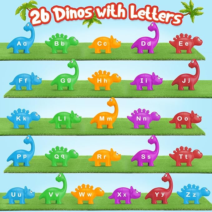 Kasfalci Alphabet Learning Toys, Dinosaur Toys for Kids, ABC Learning for Toddlers, Matching Letter Game,Color Sorting,Educational Montessori Fine Motor,Kindergarten Preschool Activities