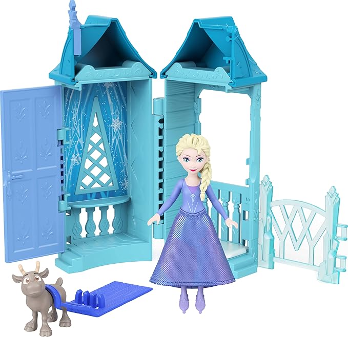 Mattel Disney Frozen Anna or Elsa Playset with 5 Surprises Including Small Doll, Tower & 3-4 Arendelle Village Accessories (Characters May Vary)