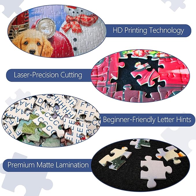 Santa Paws Jigsaw Puzzles 1000 Pieces for Adults -Challenging Christmas Puppy Blessings Art, Premium Matte Finish, 27.56 x 19.68 Inches, Perfect for Game Nights