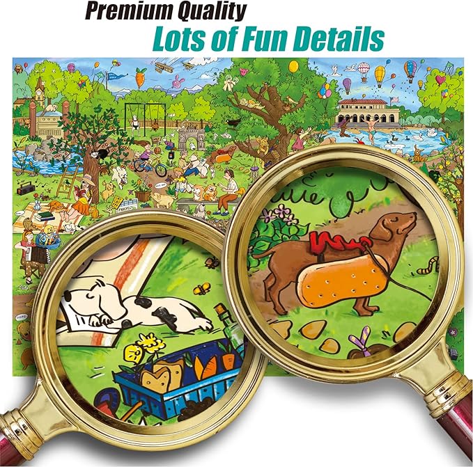 Antelope 2 in 1 1000 Piece Puzzle Bundle - Dog Park & Drive In Movie