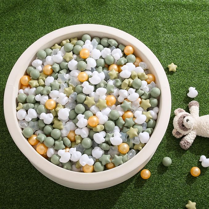 TRENDPLAY Ball Pit Balls Shapes Pastel, Duck Star Shape Non Toxic for Toddlers Kids Baby Girls Boys Dogs Soft Play,Party, 50 100 200