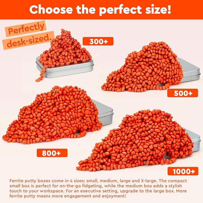 500+ Original Ferrite Putty Orange, Sensory Stones, Adult Fidget Stress Relief Desk & Office Item, Ferrite Stones Stocking Stuffers Gifts