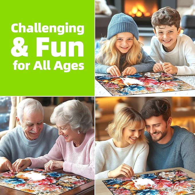 Vibrant Floral Bloom 1000 Piece Puzzles for Adults Clearance, Fun Puzzles for Adults 1000 Pieces with HD Print & Poster, 27.5" X 19.7" Dust Free, for Gifts Halloween Christmas Family Games
