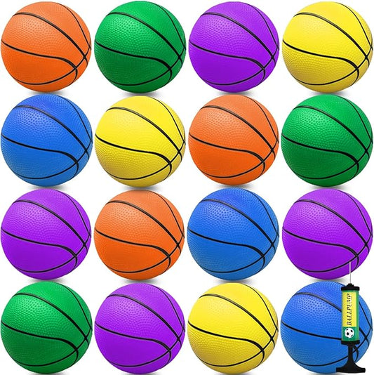 15Pcs 6" Mini Basketball Balls Bulk Small Basketball Set, PVC Small Basketballs for Over The Door Hoop Games Party Favors Indoor Outdoor Play Adults Kids Pool Beach Colorful