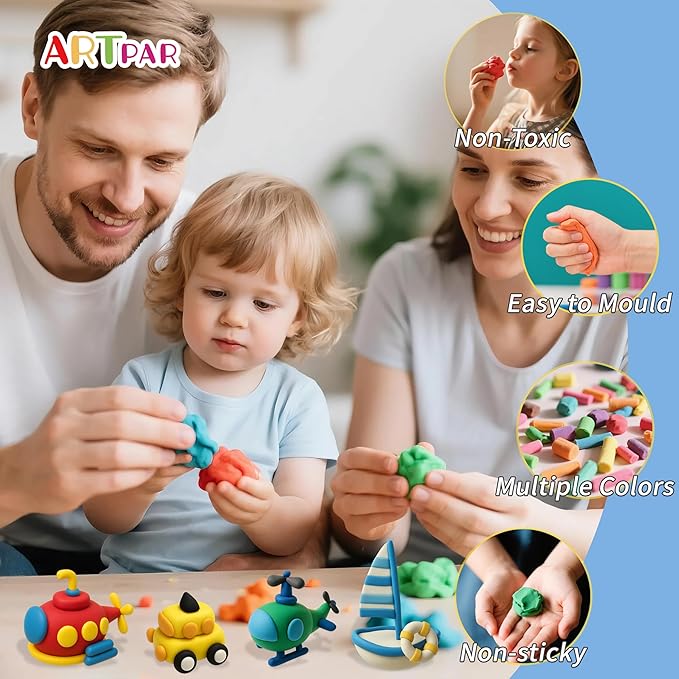 Kids Air Dry Clay Kit,12 Pack Traffic Modeling Magic Clay Sculpting Set | Ultra Light & Soft DIY Art & Crafts School Classroon Projects,Home Party Favors Supplies for Boys Girls Adults