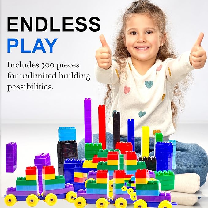 Dimple Large Blocks for Toddlers/Kids Stackable, Multi-Colored, Interlocking Toys Safe, Non-Toxic Plastic Bright Colors, Waterproof Boys and Girls Age 3 + (1200 Pieces)