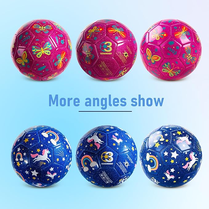 Toddler Soccer Ball Size 2 Size 3 - Small Soft Kids Ball 2 Pack for Ages 1-5 3-8 - Cartoon Sports Toy Boys Girls - Easter Basket Stuffers for Toddlers Kids - Soccer Gift for Indoor Outdoor Games