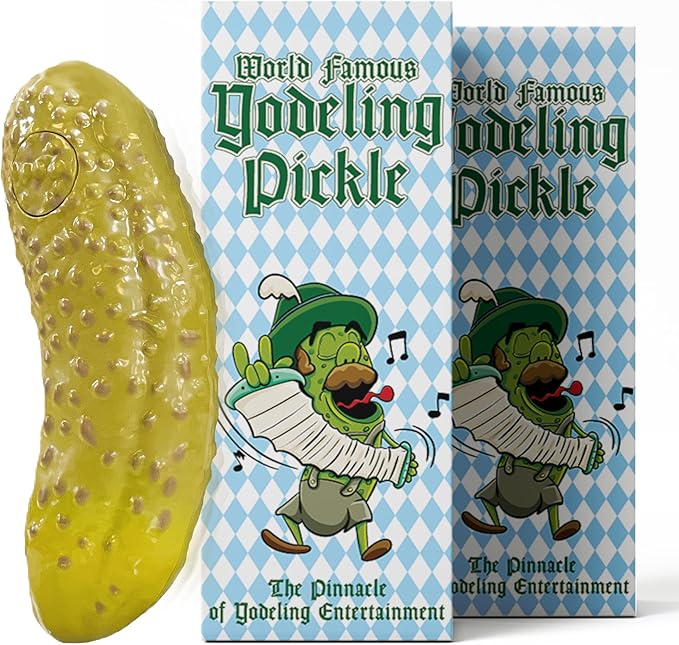 DR DINGUS Yodeling Pickle (2 Pickles - 5 Inch) Sings Dill-lightful Yodel Song - Make Anyone Laugh - Best Singing Gag Gift for Friends Family Coworkers - White Elephant