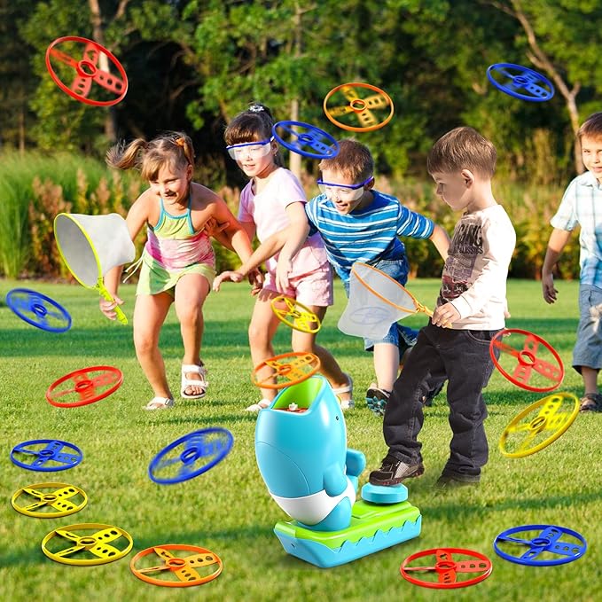 24 PCS Flying Disc Launcher Outdoor Indoor Game Toys Gifts for 3 4 5 6 Year Old Kids, Outdoor Outside Game Toys for Kids Boys Ages 3-5 4-8, Ideal 3 4 5 6 Year Old Boys Birthday Gifts