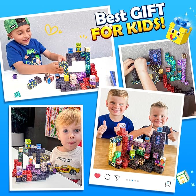 Magnetic Blocks - Build Mine Magnet World, STEM Magnetic Building Blocks for Kids Ages 4-6 6-8 8-12, Building Toys Games for Boys Girls Ages 3+, Birthday Toys Gifts for Kids Toddlers