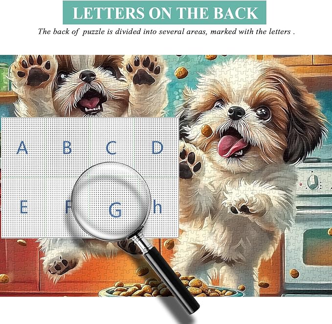 PICKFORU Shih Tzu Snack Time Puzzles for Adults 1000 Pieces, Funny Dog Kitchen Jigsaw Puzzle, Challenging Difficult Unique Cute Puppy Theme as Wall Decor