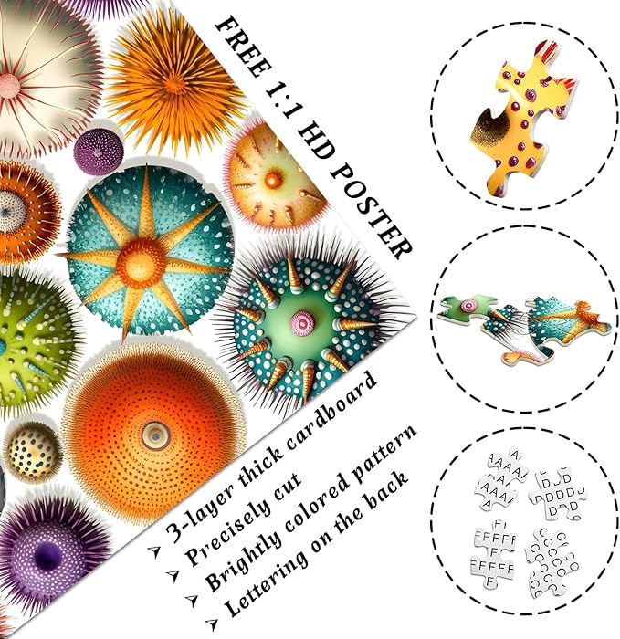 PICKFORU Colorful Sea Urchin Puzzles for Adults 1000 Pieces, Ocean Beach Puzzle, Challenging Puzzles for Adults, Nature Hard Jigsaw Puzzles