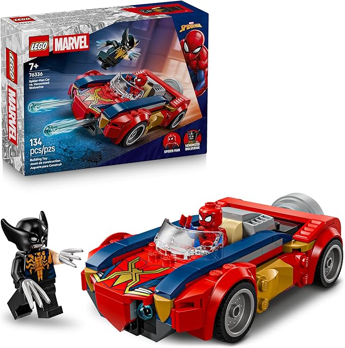 LEGO Marvel Spider-Man Car vs. Venomized Wolverine Building Toy for Boys & Girls - Super Hero & Villain Playset W/2 Marvel Minifigures - Gift Idea for Birthdays - Ages 7+ - 76336