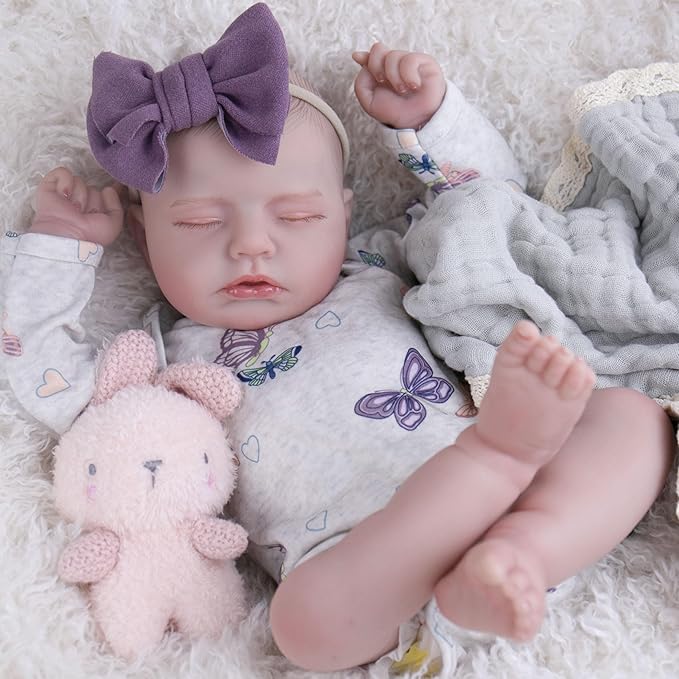 EKOKIZ Reborn Baby Dolls 20 Inch Realistic - Weighted Body Newborn Baby Doll, Life-Like Skin Detail Soft Vinyl Cloth Body, Collectible Real Life Sleeping Doll with Gift Set for Kids 3+