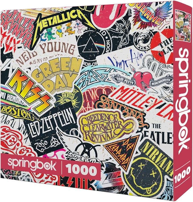 Springbok Rock & Roll 1000 Piece Jigsaw Puzzle for Adults & Family - Poster Now Included - Classic Music Icons, Guitar & Band Art - Unique Cut Pieces - Made in USA