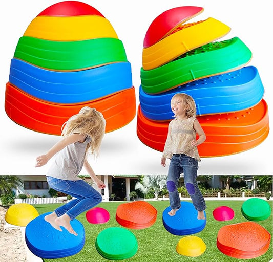 10 PCS Balance Stepping Stones for Kids, Obstacle Course Play Outdoor Backyard Activities Equipment Helps Build Children's Coordination and Confidence, Non-Slip Surface and Edging