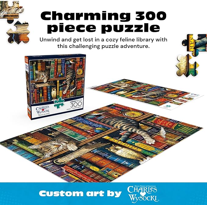 Buffalo Games - Charles Wysocki - Frederick The Literate - 300 Piece Jigsaw Puzzle For Adults - Large, Oversized Pieces - Challenging Puzzle Perfect for Game Nights - Finished Size is 21.25 x 15.00
