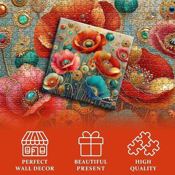 Flower Puzzles for Adults 1000 Piece, Garden Art Floral Puzzle Fantasy Wildflower, Impossible Hard Challenge Jigsaw Puzzle