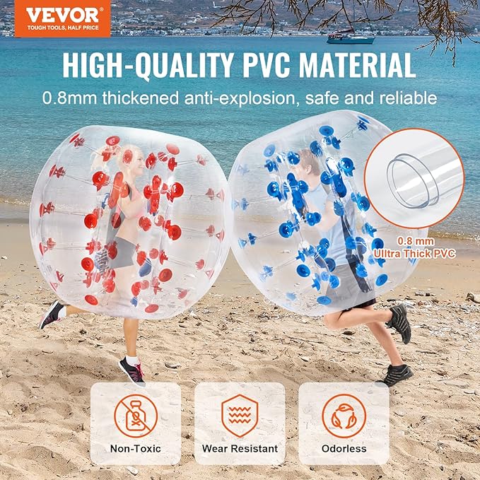 VEVOR Inflatable Bumper Ballѕ 2 Packs; 2FT/3FT/4FT/5FT Body Size Adult Human Bubble Ballѕ, Bumper Bubble Soccer Ballѕ for Teens/Adults